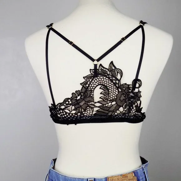 nwt Victoria's Secret bralette bra lingerie lace dragon embroidery design - Picture 12 of 12